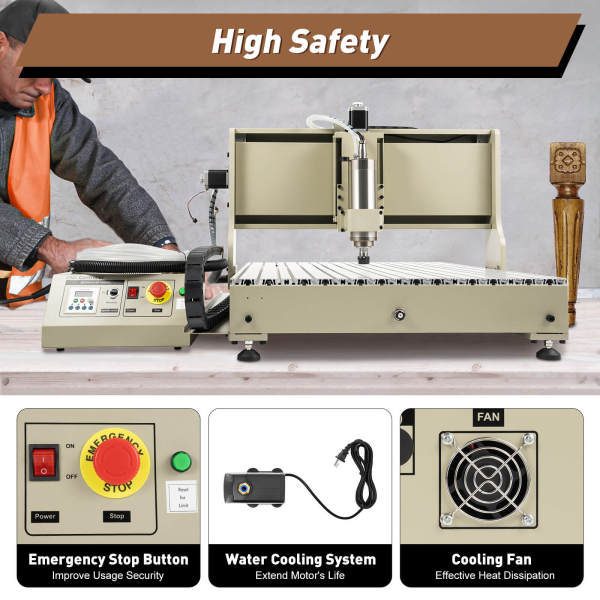 CNC 6090 4 Axis Router Engraver 2200W Engraving Machine Carving Milling USB w/RC