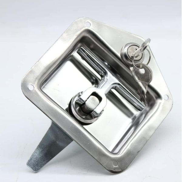 4Pcs Trailer Door Latch with Gasket T-Handle Lock Highly Polished 304 Stainless Steel Keys Camper RV Truck Toolbox