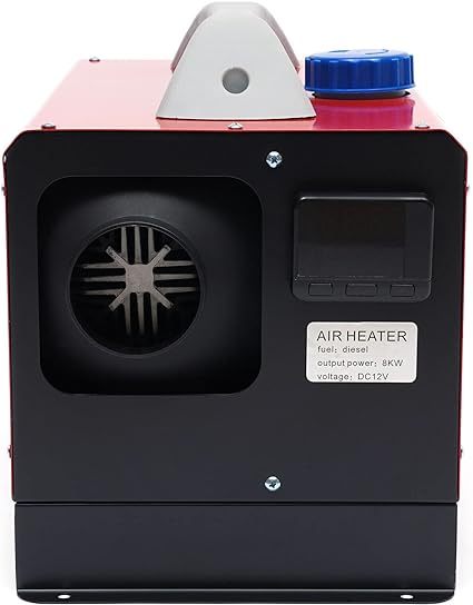 12V Truck Heater, One Outlet Hole, with Black LCD, Remote Control, Fast Heating Diesel Heater(Red)