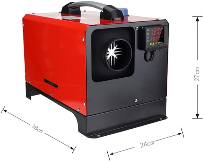 12V Truck Heater, One Outlet Hole, with Black LCD, Remote Control, Fast Heating Diesel Heater(Red)
