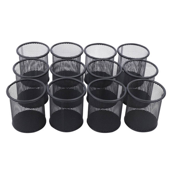 Pen Holder Mesh Pencil Holder for Desk Office Pen Organizer Black, 12 Pack