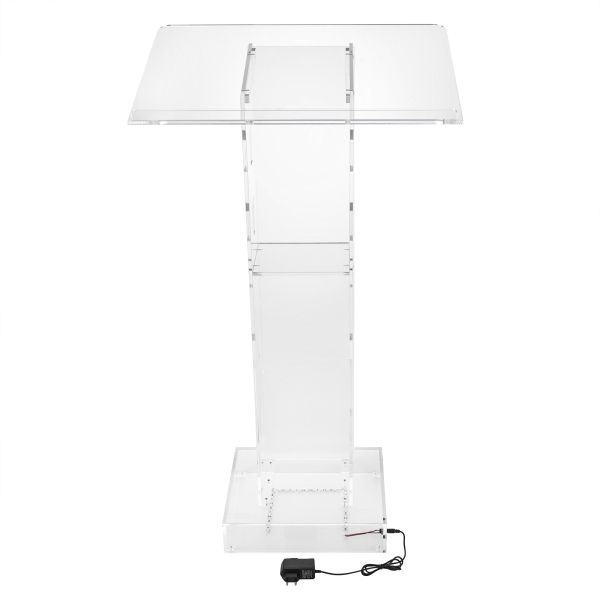 Clear LED Acrylic Christian Lucite Church Pulpit Lectern Trinity Podium Stand