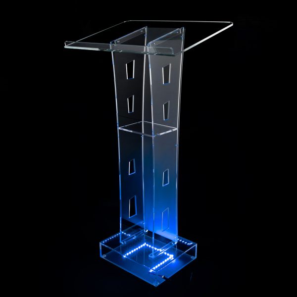 Clear LED Acrylic Christian Lucite Church Pulpit Lectern Trinity Podium Stand