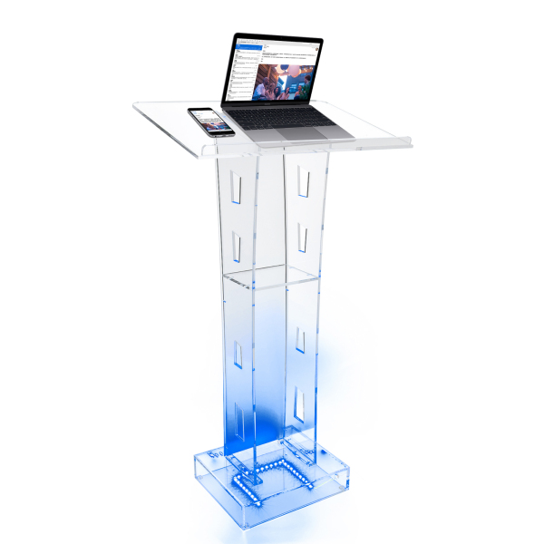 Clear LED Acrylic Christian Lucite Church Pulpit Lectern Trinity Podium Stand
