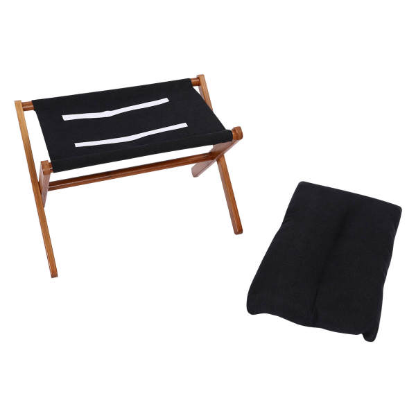 Black Footstool, Upholstered Footrest, Modern Folding Foot Stool With Detachable Thick Cushion