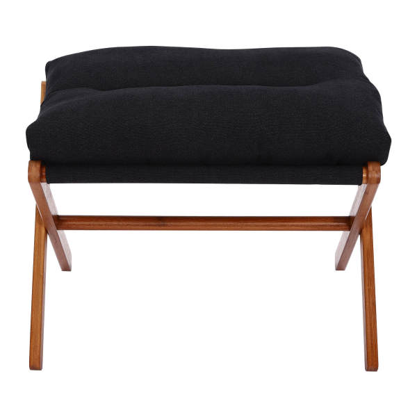 Black Footstool, Upholstered Footrest, Modern Folding Foot Stool With Detachable Thick Cushion