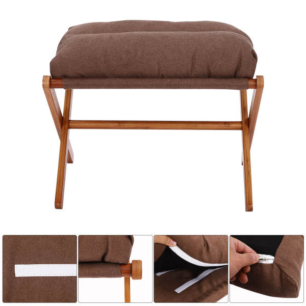 Footstool, Upholstered Footrest, Modern Folding Foot Stool With Detachable Thick Cushion
