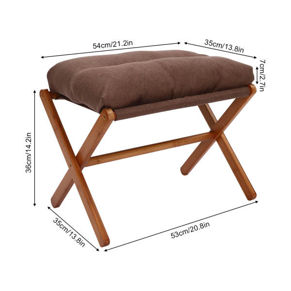 Footstool, Upholstered Footrest, Modern Folding Foot Stool With Detachable Thick Cushion