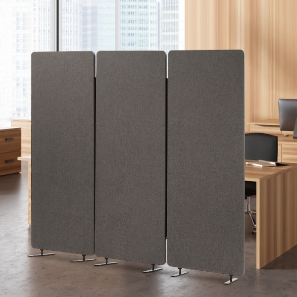 Dark gray office divider 72x66", foldable, sound-absorbing, suitable for offices and studies