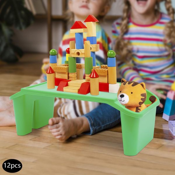 Kids Lap Desk Tray, Plastic Breakfast Laptop Trays with Side Pockets, Portable Lap Bed Table(Green, 12 )