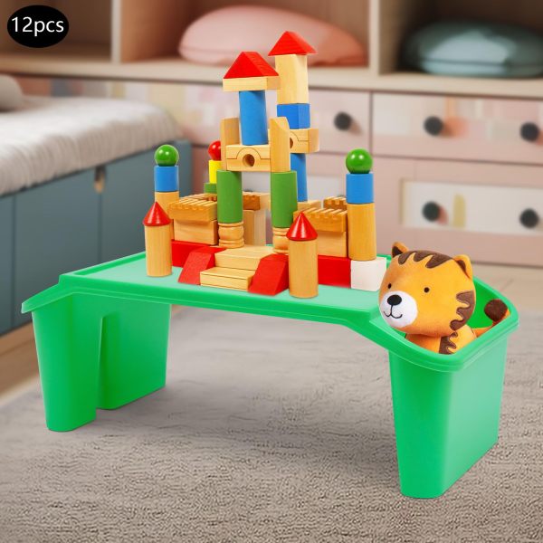 Kids Lap Desk Tray, Plastic Breakfast Laptop Trays with Side Pockets, Portable Lap Bed Table(Green, 12 )