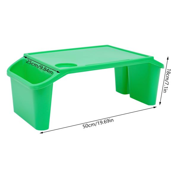 Kids Lap Desk Tray, Plastic Breakfast Laptop Trays with Side Pockets, Portable Lap Bed Table(Green, 12 )