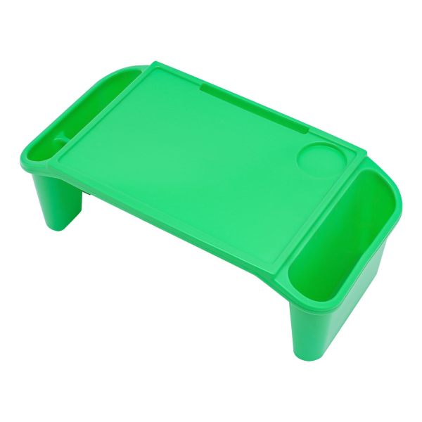 Kids Lap Desk Tray, Plastic Breakfast Laptop Trays with Side Pockets, Portable Lap Bed Table(Green, 12 )