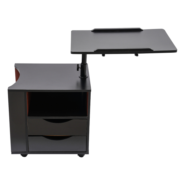 3-tier Functional Rotating Bedside Table Multi-functional Book Reading Shelf(Black)