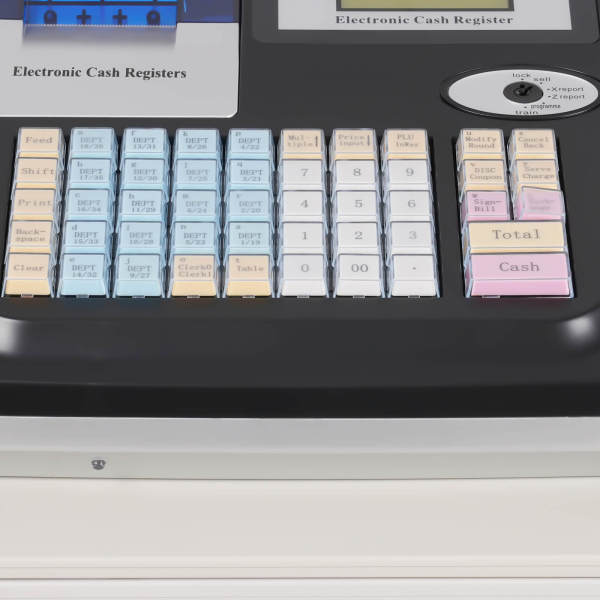 Black English Electronic Cash Register, Upgraded POS Machine - Dual-Display, 36 Departments, 10000 PLUs