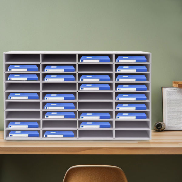 File Folder Organizer Storage 36Slot Rack Sorter Desktop Letter Office Cabine Literature Organizer Desktop File Holder Office Mailbox 39.4*11.8*24in
