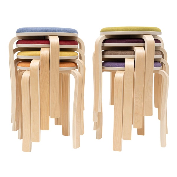 Set of 8 Stacking Wooden Stools, Stackable Stools, Stackable Round Stools