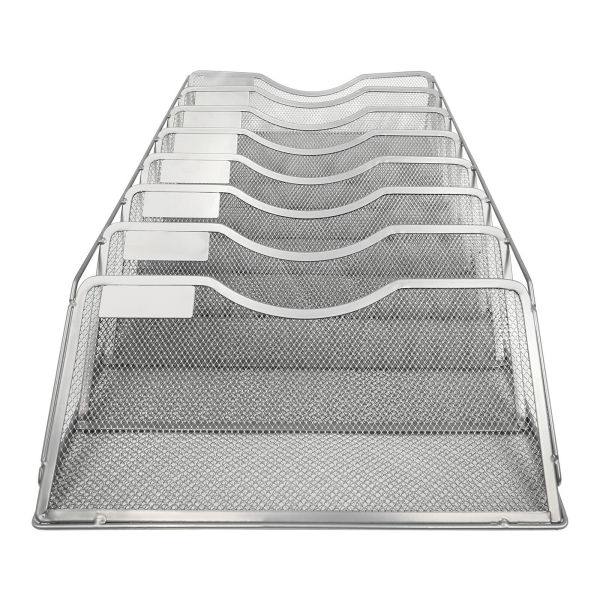 Office File Organizer Shelf 8 Pockets Document Holder A4 Paper Rack Wall Mounted (Sliver)