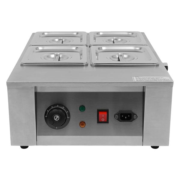 Electric Chocolate Fondue in Stainless Steel 4 Melting Pots 30-80 ℃ Bain-Marie Chocolate Fondue