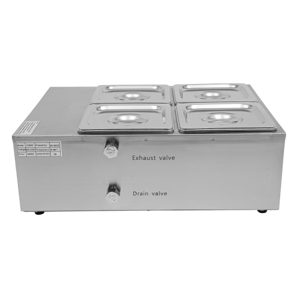 Electric Chocolate Fondue in Stainless Steel 4 Melting Pots 30-80 ℃ Bain-Marie Chocolate Fondue