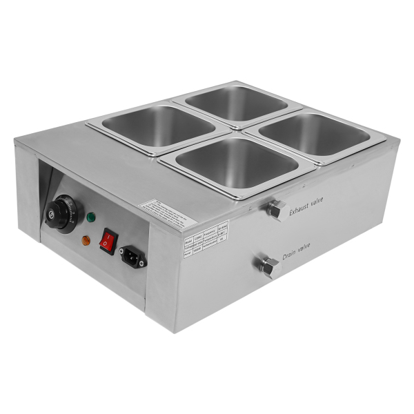 Electric Chocolate Fondue in Stainless Steel 4 Melting Pots 30-80 ℃ Bain-Marie Chocolate Fondue