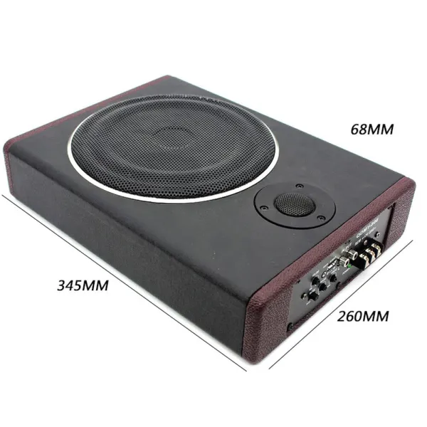 Car Underseat Slim Amplifier Black Paint Stainless Thin Subwoofer Subwoofer Speaker Audio Sub Bass Box 20HZ-150HZ