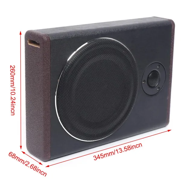 Car Underseat Slim Amplifier Black Paint Stainless Thin Subwoofer Subwoofer Speaker Audio Sub Bass Box 20HZ-150HZ