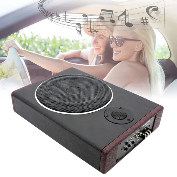 Car Underseat Slim Amplifier Black Paint Stainless Thin Subwoofer Subwoofer Speaker Audio Sub Bass Box 20HZ-150HZ
