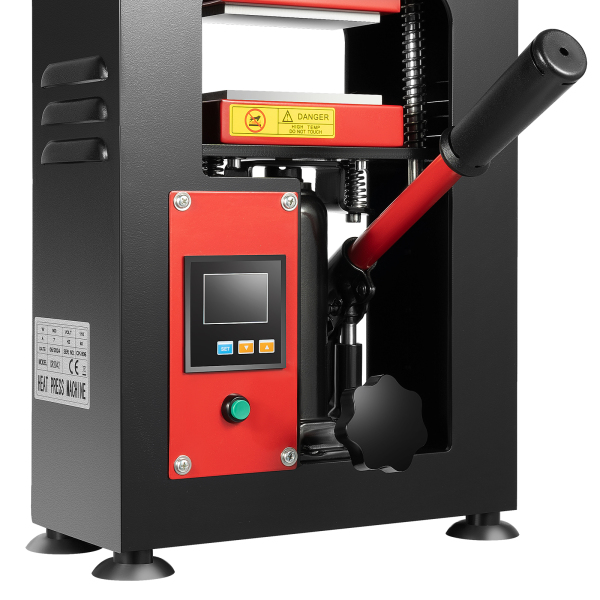 5 Ton Portable Hydraulic Heat Press Machine Dual Heating Plate, Red/Black