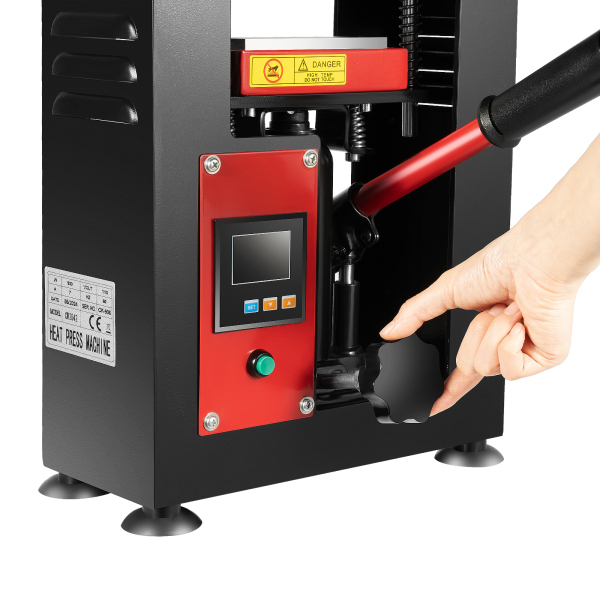 5 Ton Portable Hydraulic Heat Press Machine Dual Heating Plate, Red/Black