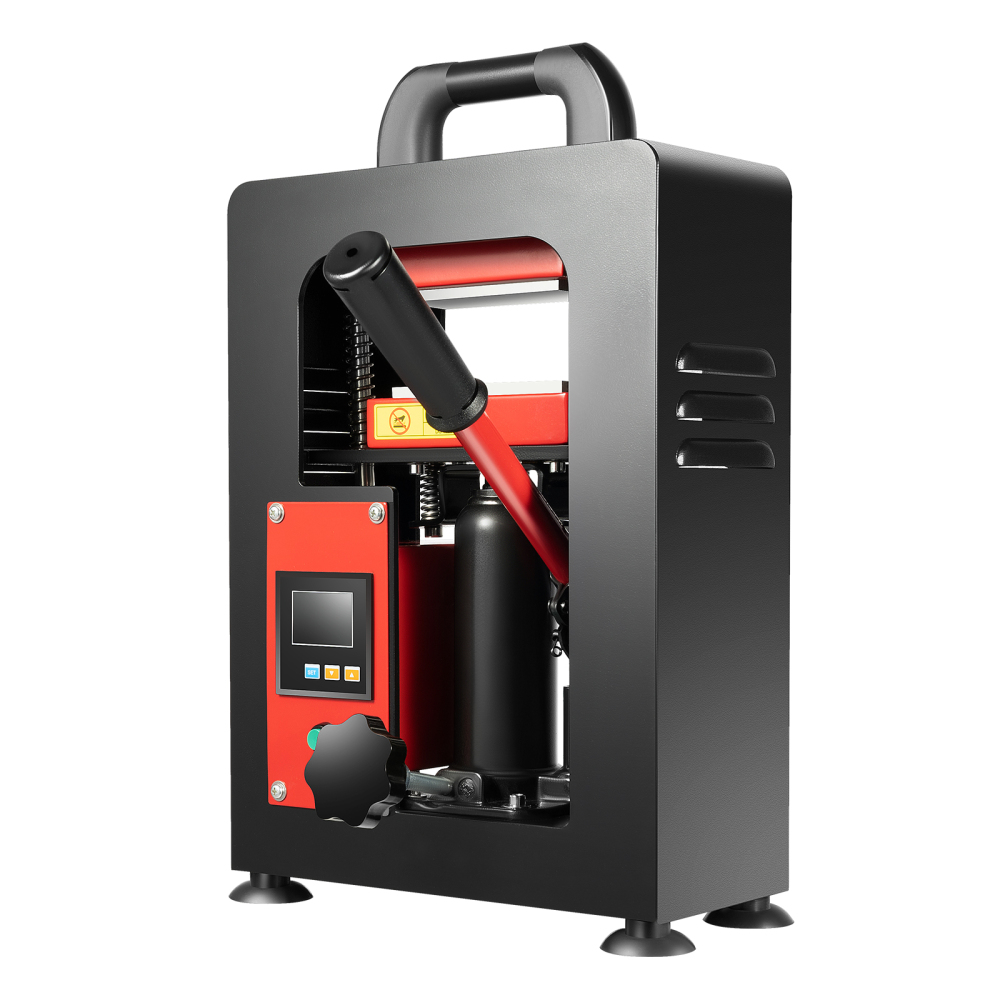 5 Ton Portable Hydraulic Heat Press Machine Dual Heating Plate, Red/Black