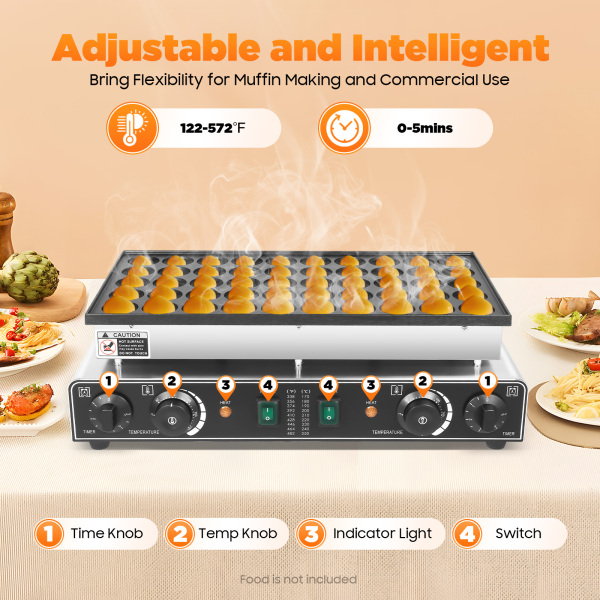Commercial Electric 50PCS Mini Dutch Pancake Non-Stick Coating  Waffle Maker Machine 1700W