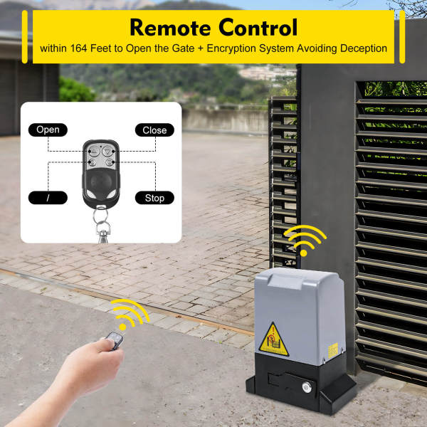 750W 220V Remote Control Sliding Gate Opener, Electric Door Operator - 3527lbs Capacity, 50m Control Range