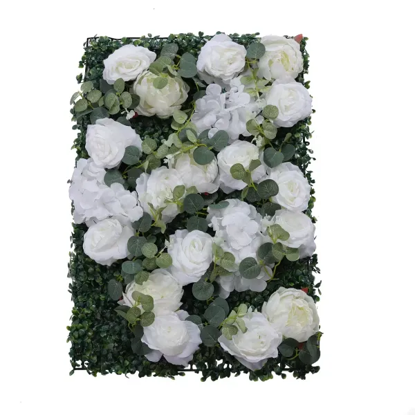 6 Pcs Green and White Flower Wall Decor Faux Flower Panel High-quality Material