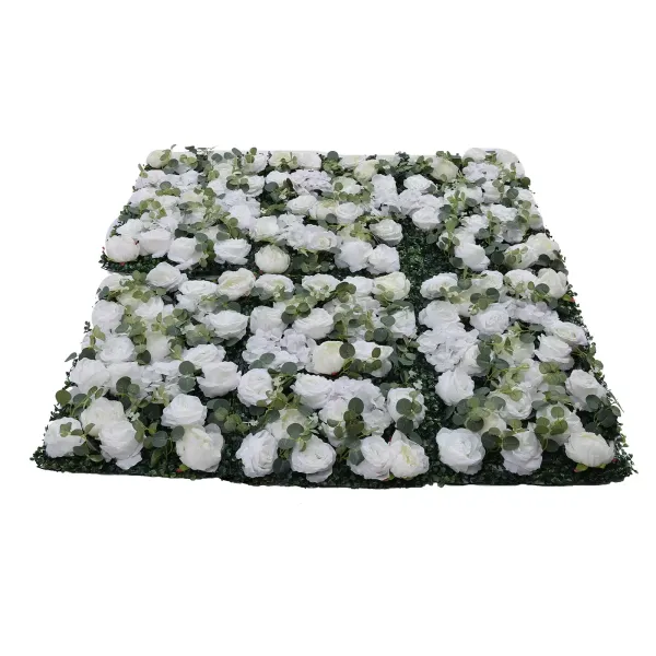 6 Pcs Green and White Flower Wall Decor Faux Flower Panel High-quality Material