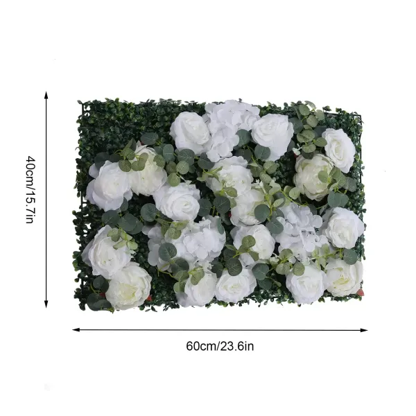 6 Pcs Green and White Flower Wall Decor Faux Flower Panel High-quality Material