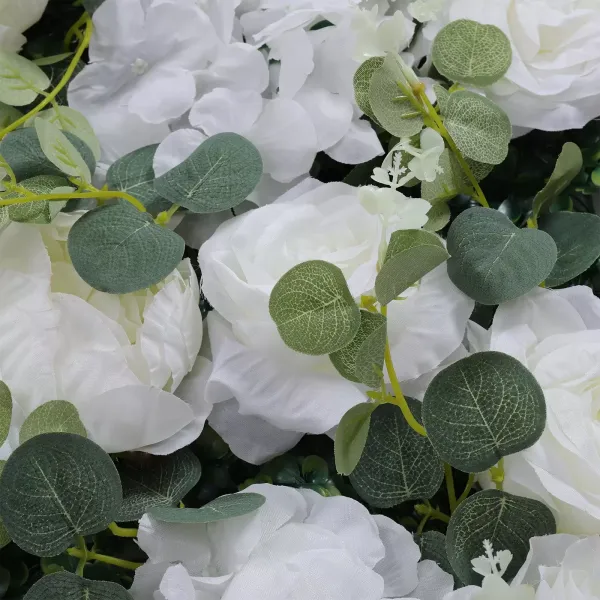 6 Pcs Green and White Flower Wall Decor Faux Flower Panel High-quality Material