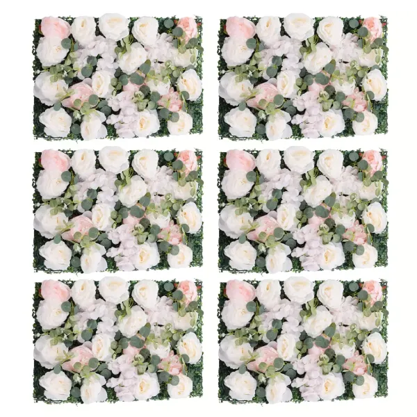 Wedding Artificial Flower Wall Panels 6 Pcs Fake Rose Wall Faux Silk Flowers Party Backdrop DIY Decoration Photo Background 60x40cm