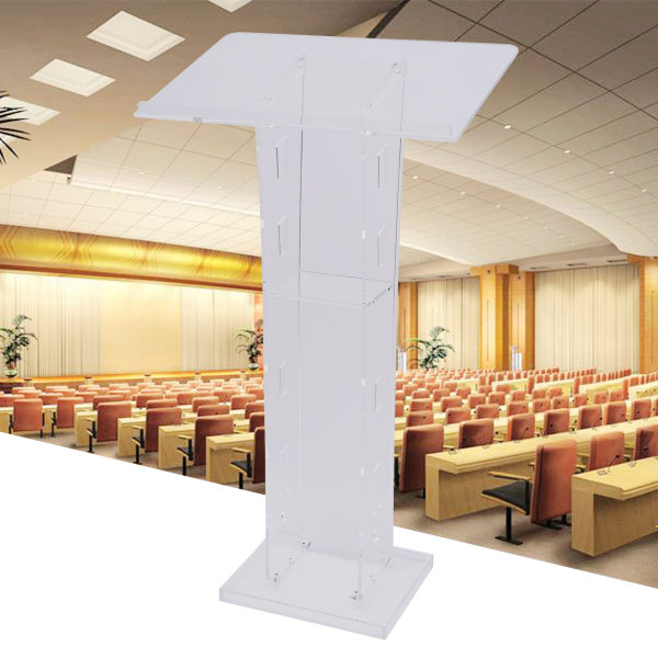 Curved Pedestal Podium Church Pulpit Church Conference Lectern Stand Acrylic