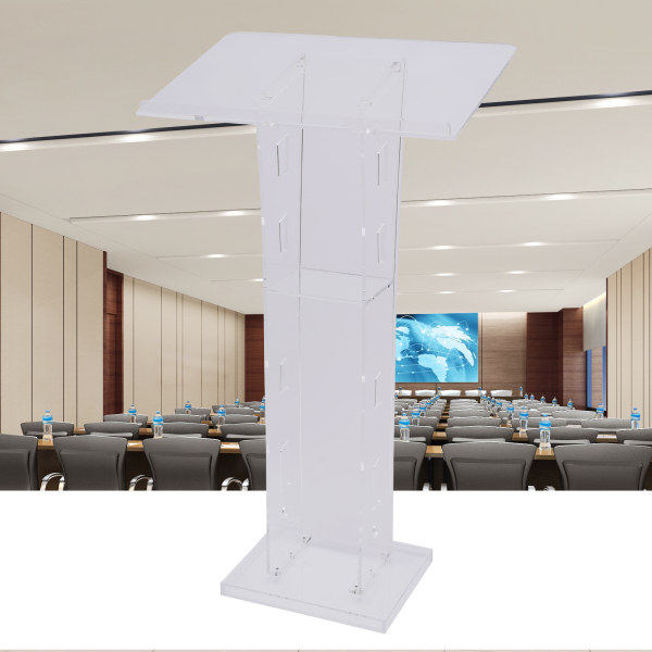 Curved Pedestal Podium Church Pulpit Church Conference Lectern Stand Acrylic