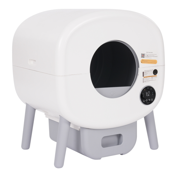 Self Cleaning Cat Litter Tray, Electric Entrance Door Automatic Cat Litter Box, Large Smart Kitten Litter Box for Multiple Cats