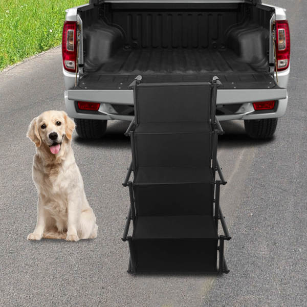 Car Dog Steps, Large Dog Stairs, Folding Pet Ladder Ramp with Wide Steps, Suitable for use in most cars, SUVs and trucks