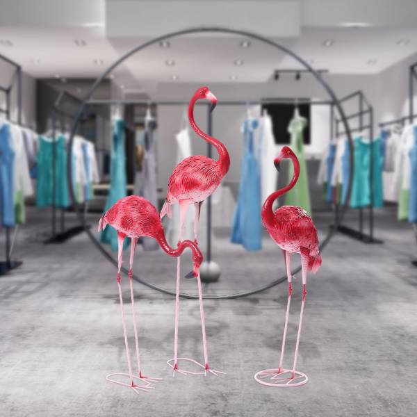 Pack of 3 Pink Flamingo Yard Decoration Garden Ornaments Flamingo Figurine Outdoor Flamingo Metal Sculpture Garden OrnamentsHome Decoration