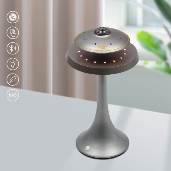 Magnetic Levitating Speaker Bluetooth 5.2 LED Flash Wireless Floating Speakers with Microphone and Touch Buttons for Street-side Shops Camping Grey