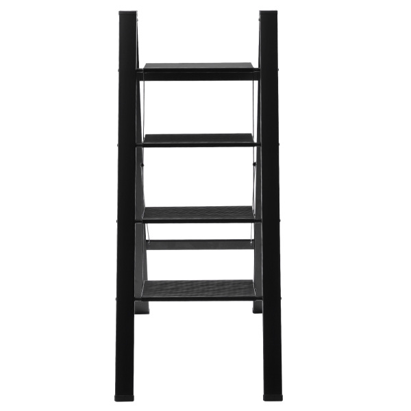 4 Step Ladder Lightweight Folding Aluminum Alloy Step Stool with Anti-Slip Wide Pedal – Black