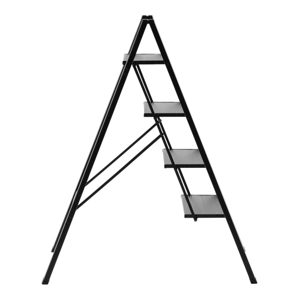 4 Step Ladder Lightweight Folding Aluminum Alloy Step Stool with Anti-Slip Wide Pedal – Black