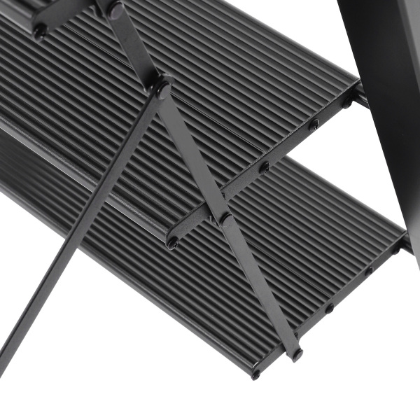 4 Step Ladder Lightweight Folding Aluminum Alloy Step Stool with Anti-Slip Wide Pedal – Black