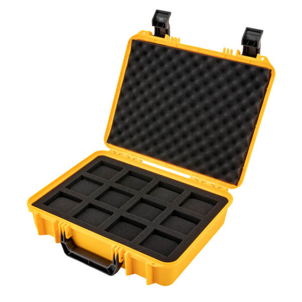 Yellow 12 Watch Box Hard Case Travel Storage Protection Shockproof Pressure