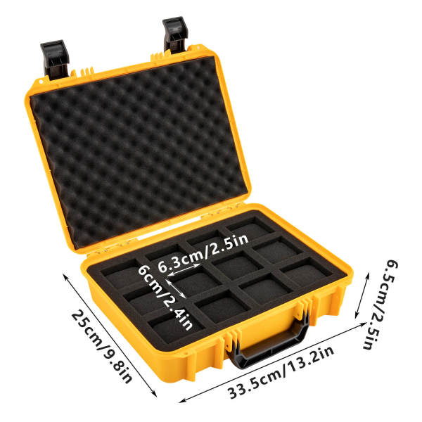 Yellow 12 Watch Box Hard Case Travel Storage Protection Shockproof Pressure