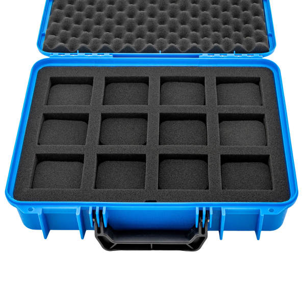 Blue 12 Watch Box Hard Case Travel Storage Protection Shockproof Pressure